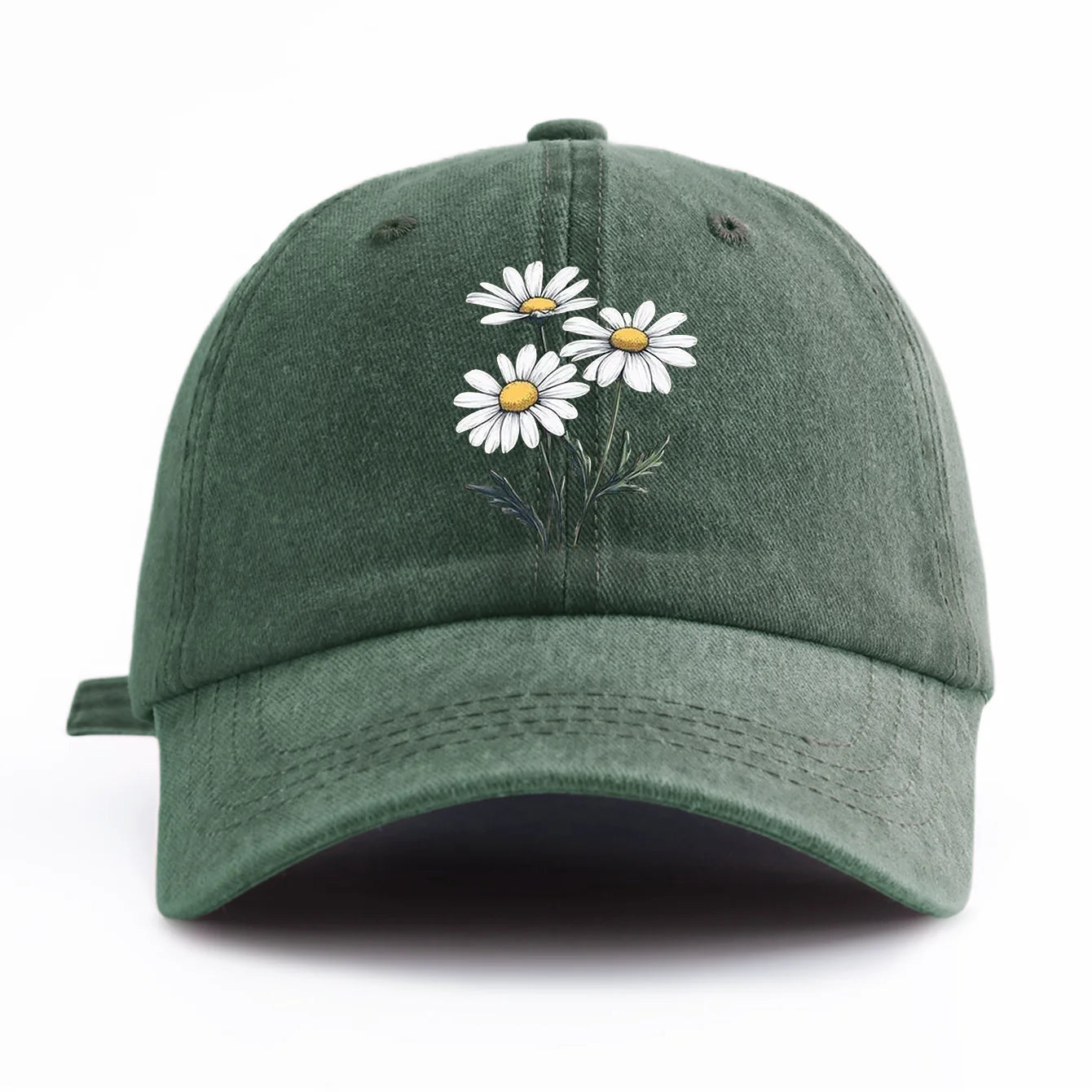 Flower Print Washed Baseball Cap For Adults
