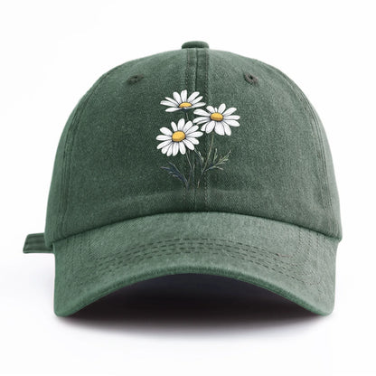 Flower Print Washed Baseball Cap For Adults