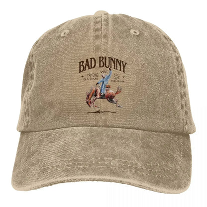 Vintage Bad Bunny Nadie Sabe Album Baseball Caps for Men Women Distressed Denim