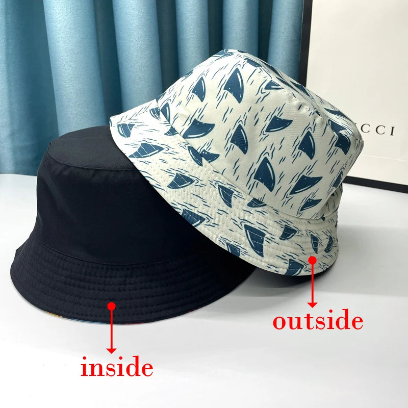 2024 New Bucket Hats Letter Embroidered Double-sided Fisherman