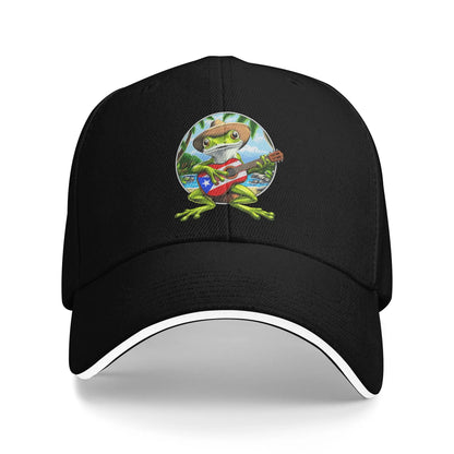 Coqui Frog Puerto Rico Flag Puerto Rican Casual Baseball Cap