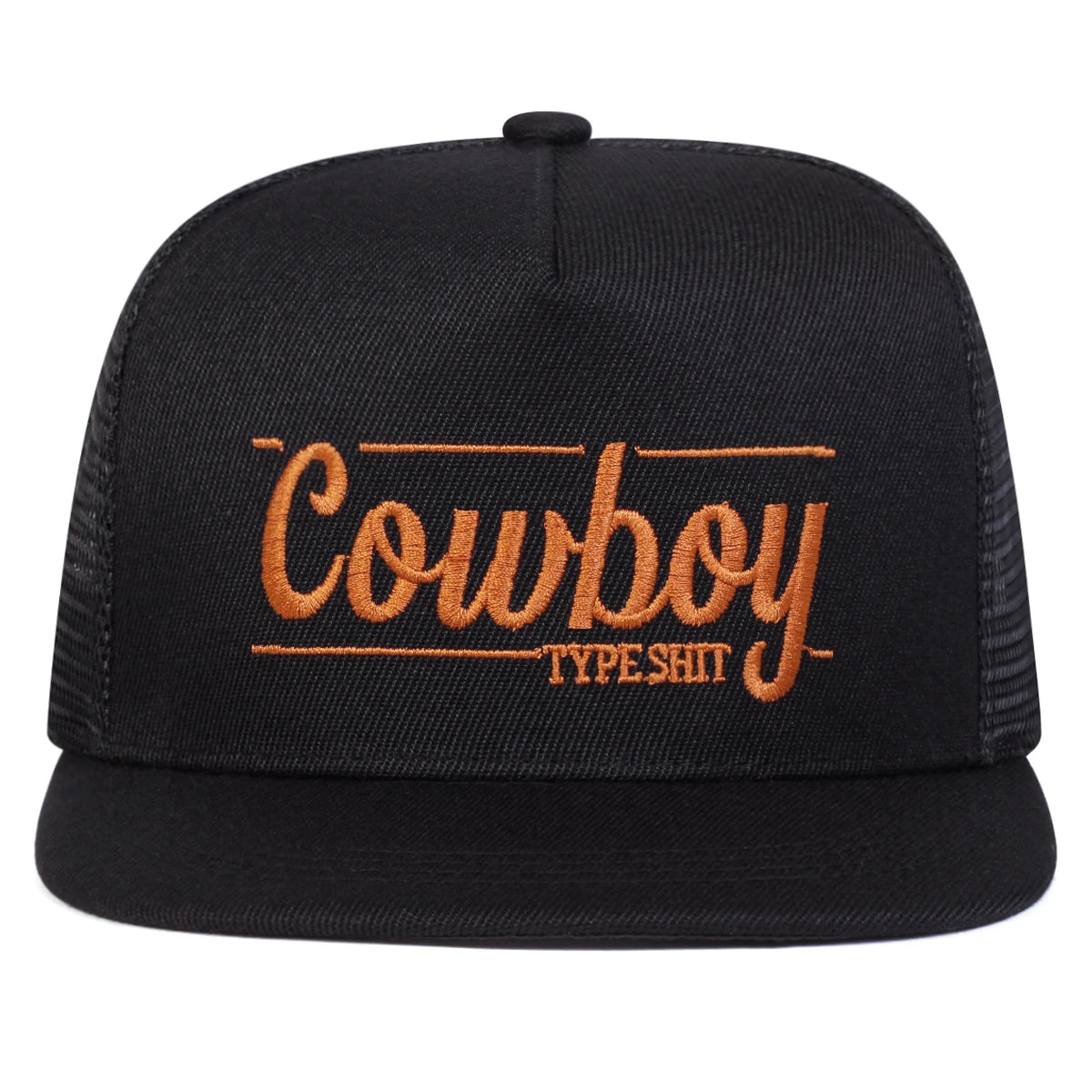 Unisex COWBOY Letter Embroidery Hip-hop Net Hats Snapback Caps