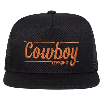 Unisex COWBOY Letter Embroidery Hip-hop Net Hats Snapback Caps