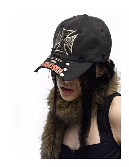 Broken Style Bull's-eye Cross Embroidery Baseball Hats