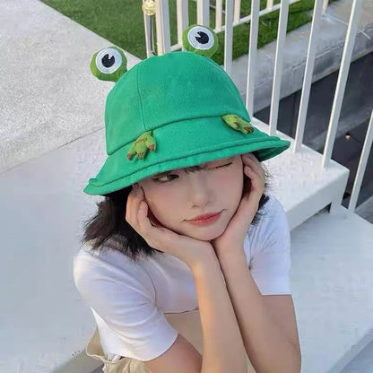 RICYGVM Funny Frog Fisherman Hat For Women Sunscreen Bucket Hat Unisex