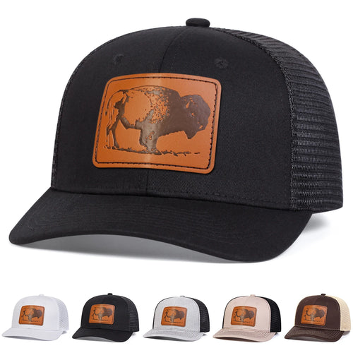 Unisex Yak Leather Label Baseball Caps