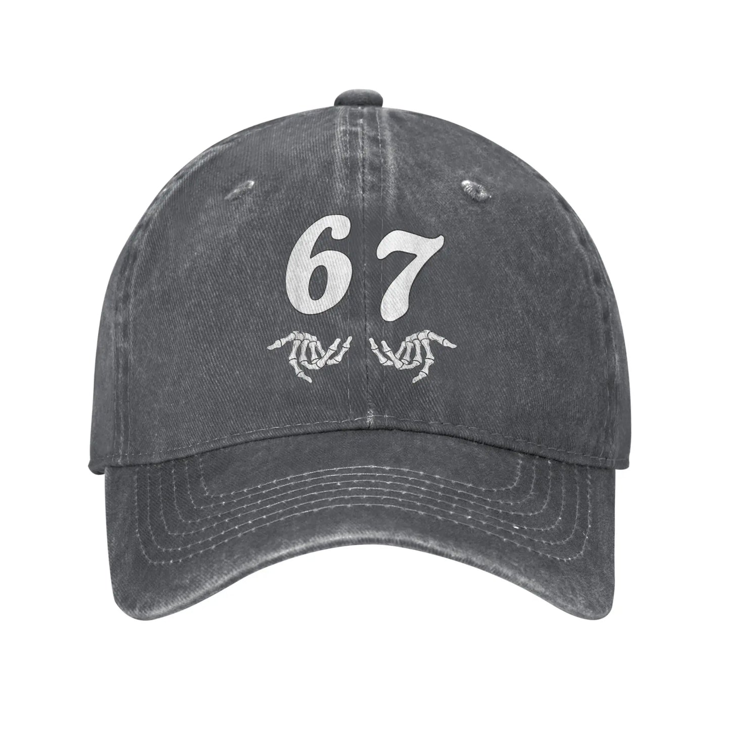 Summer Funny Six Seven 6 7 Meme Halloween 67 Skeleton Hand Baseball Cap