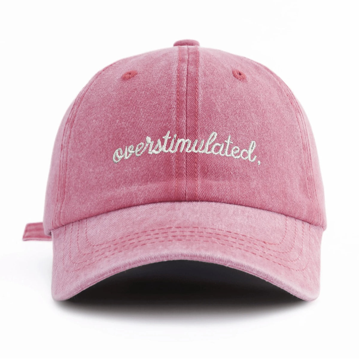 Overstimulated. Embroidered Washed Baseball Cap