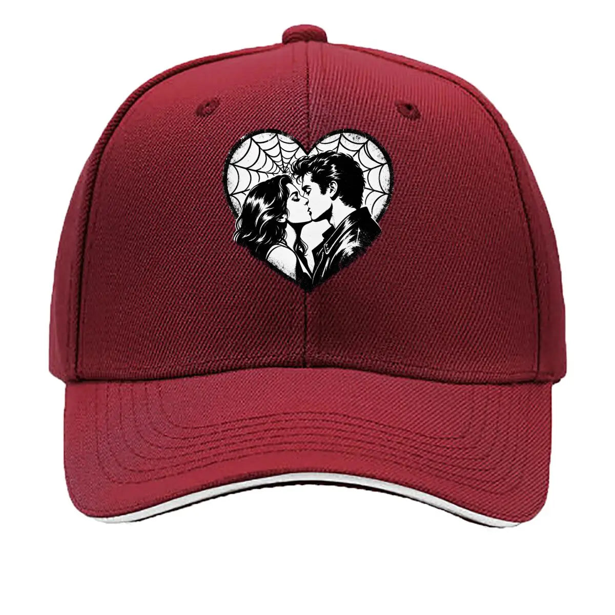 Monochrome Heart Kiss Spiderweb Port Hip Hop Hat Baseball Cap
