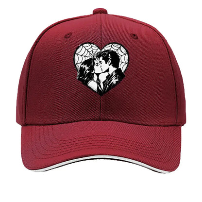 Monochrome Heart Kiss Spiderweb Port Hip Hop Hat Baseball Cap