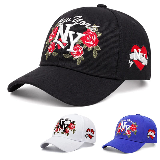 New Fashion Baseball Cap For Men Cotton High Quality Rose Ny Embroidery Vintage