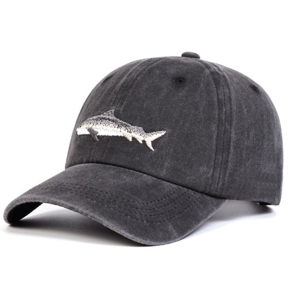 Unisex Shark Embroidery Wash Baseball Caps Spring And Autumn