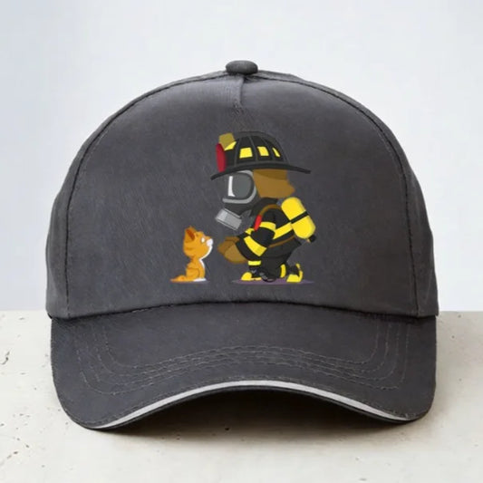 Rescues Kitten Men Baseball Cap Fashion Firefighter Hero Fight Fire