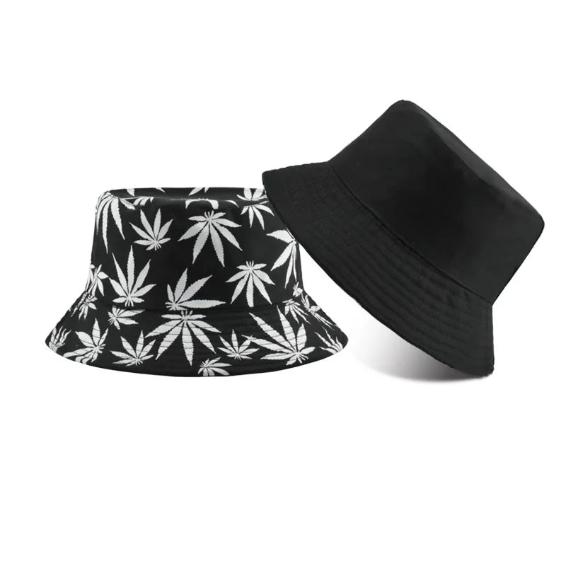 Retro Style Fashionable Printed Maple Leaf Fisherman Hat Bucket Hat