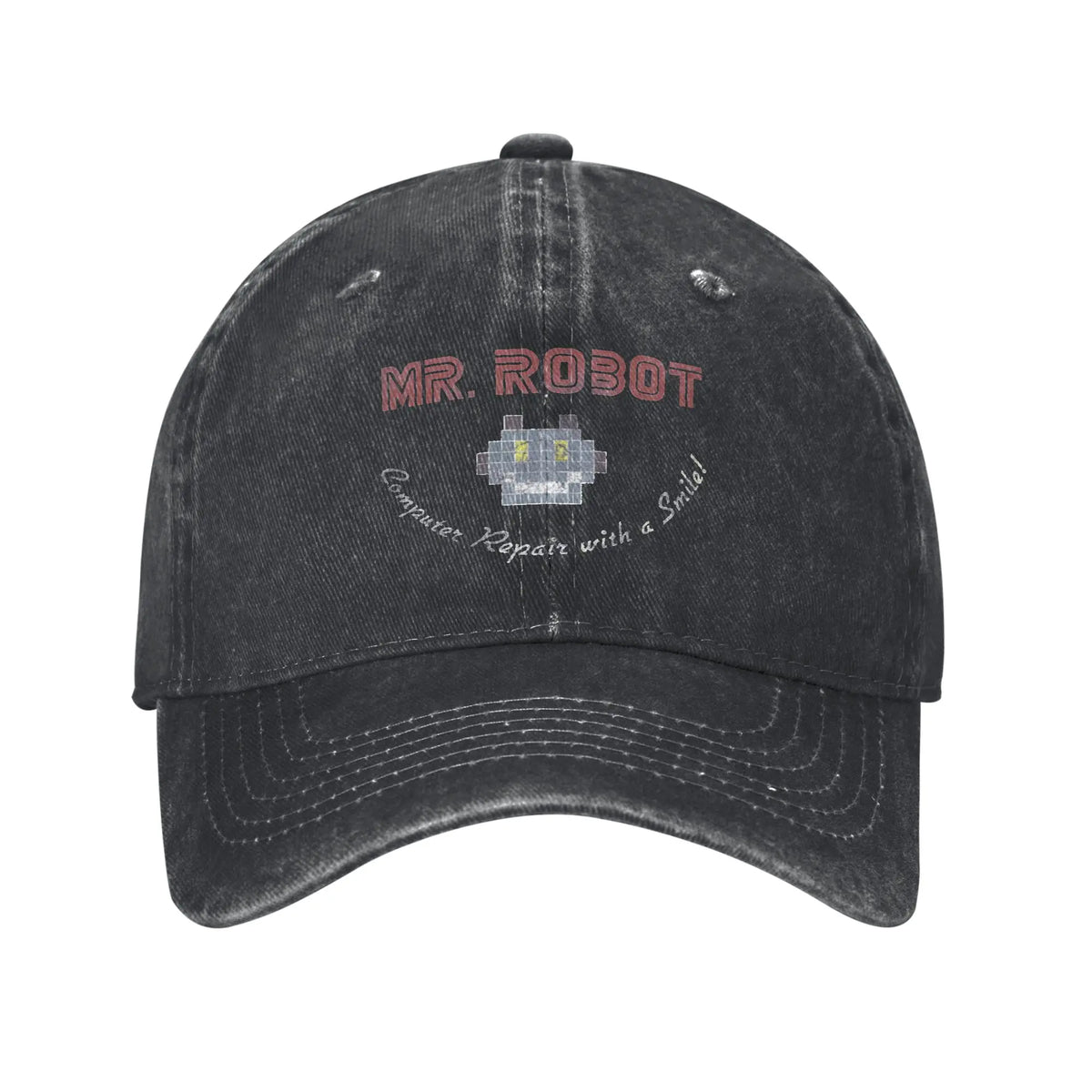 10 Styles Computer with Sourires Anime Funny Mr Robot Retro Cowboy Washed Baseball Caps