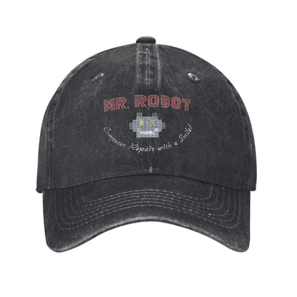 10 Styles Computer with Sourires Anime Funny Mr Robot Retro Cowboy Washed Baseball Caps