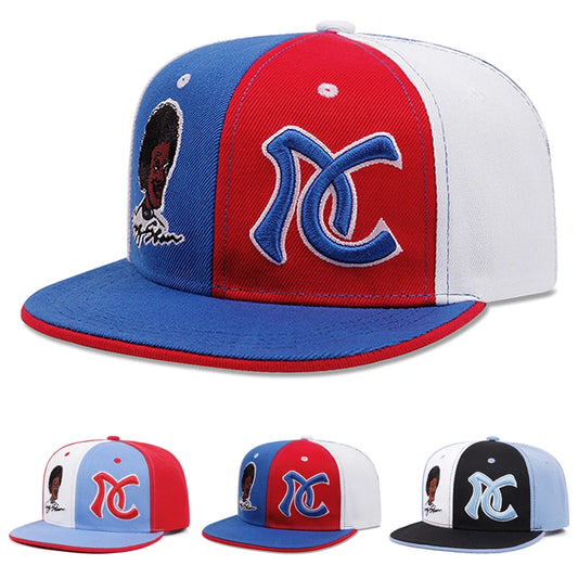 New Flat Edge Hat AC Embroidered Color Blocked Snapback Hat