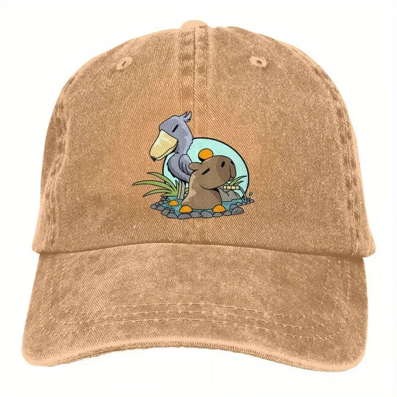 Shoebill Stork & Capybara Baseball Cap