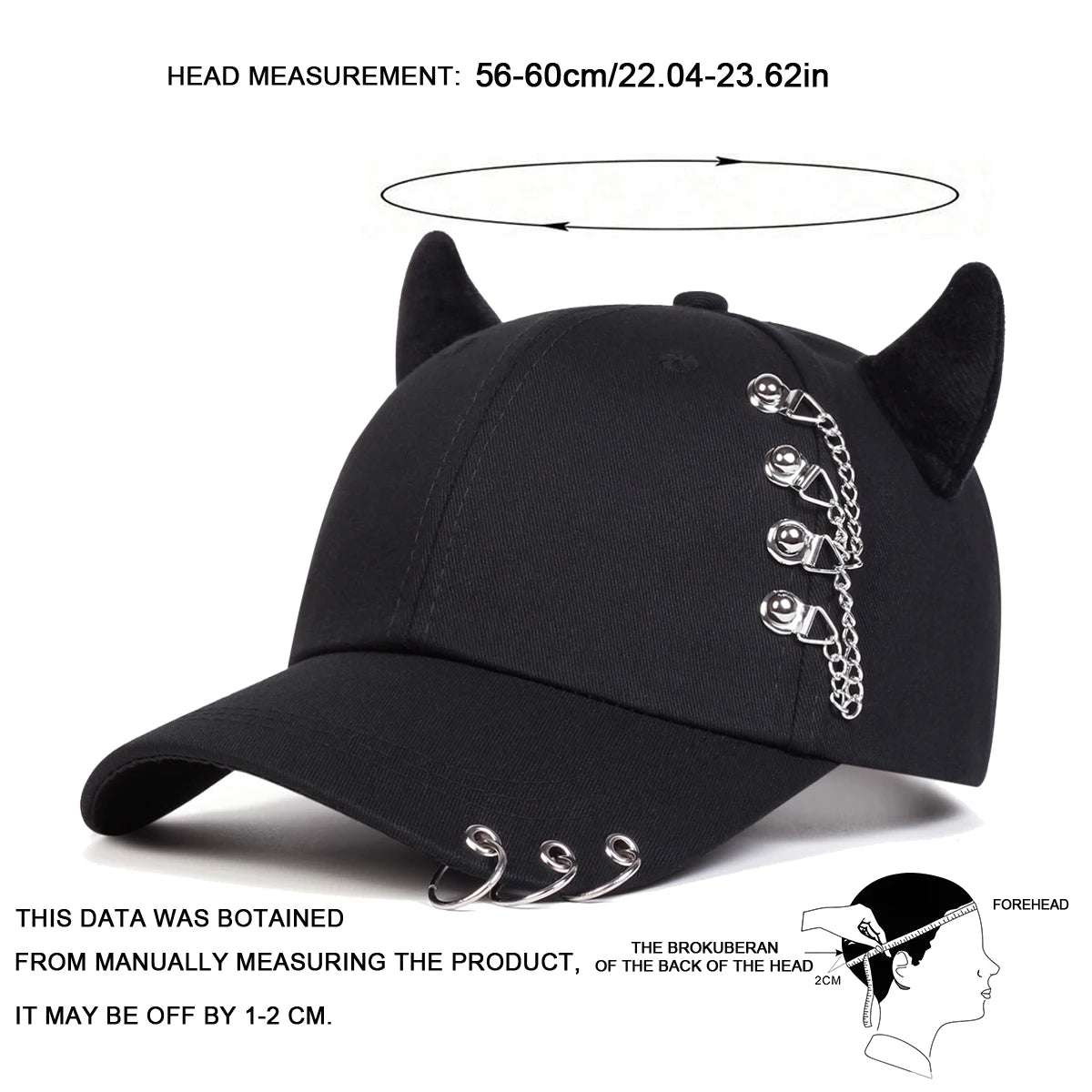 Unisex Circular Lron Ring Cow Horn Personality Baseball Caps