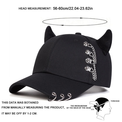 Unisex Circular Lron Ring Cow Horn Personality Baseball Caps