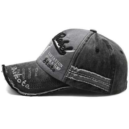 Unisex Washed Cotton Vintage Cap Letter Embroidery Baseball Cap