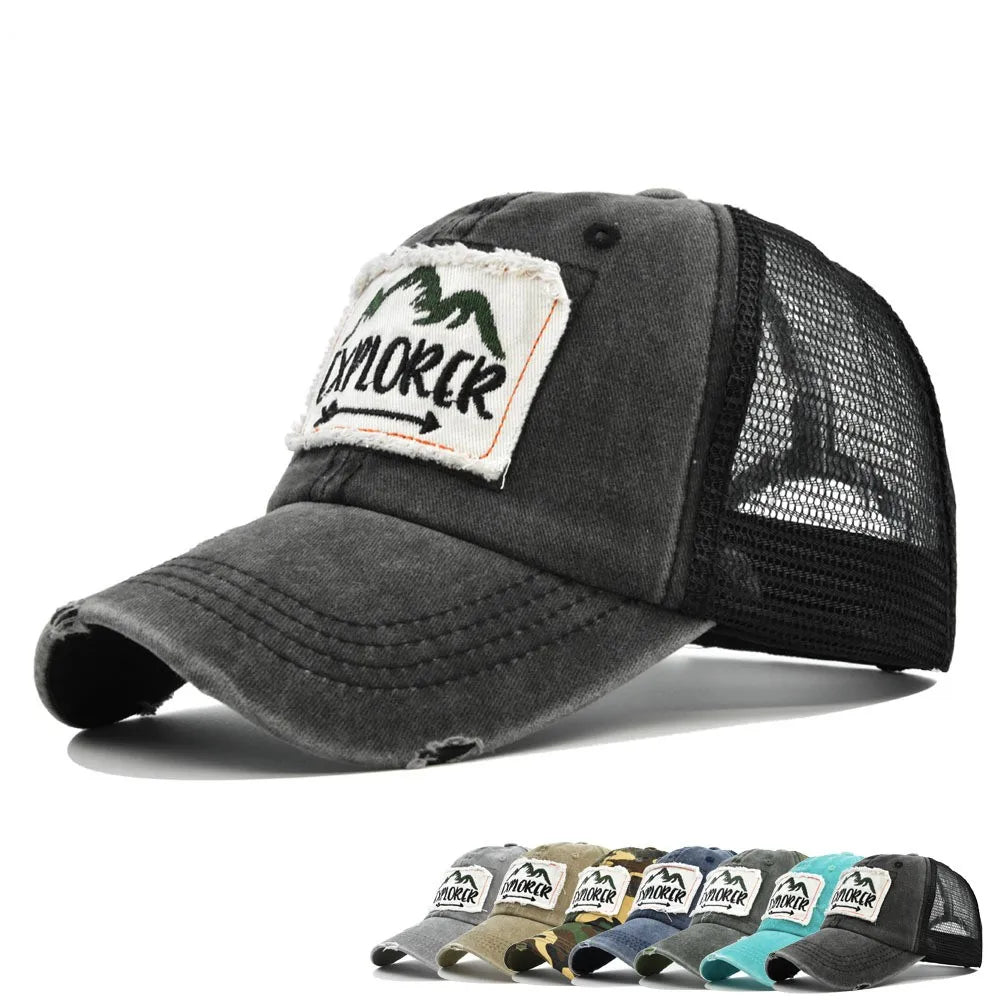 Cloth Embroidered Cap With Large Letters Embroidered Explorer Baseball Cap