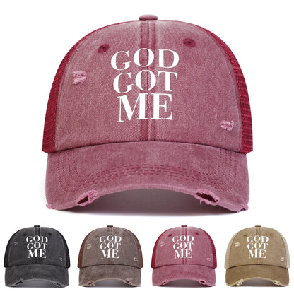 Unisex GOD GOT ME Letter Print Wash Baseball Caps