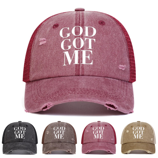 Unisex GOD GOT ME Letter Print Wash Baseball Caps