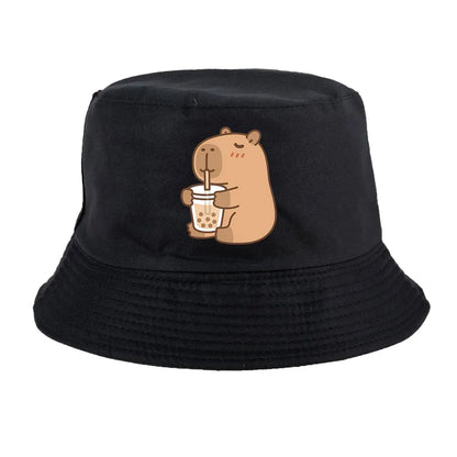 Summer Spring Ladies Cotton Korean Casual Outdoor Sunprotection Capybara Bucket Hat For Men Women