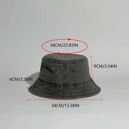 Stylish Black Bucket Hat With White Bow Print