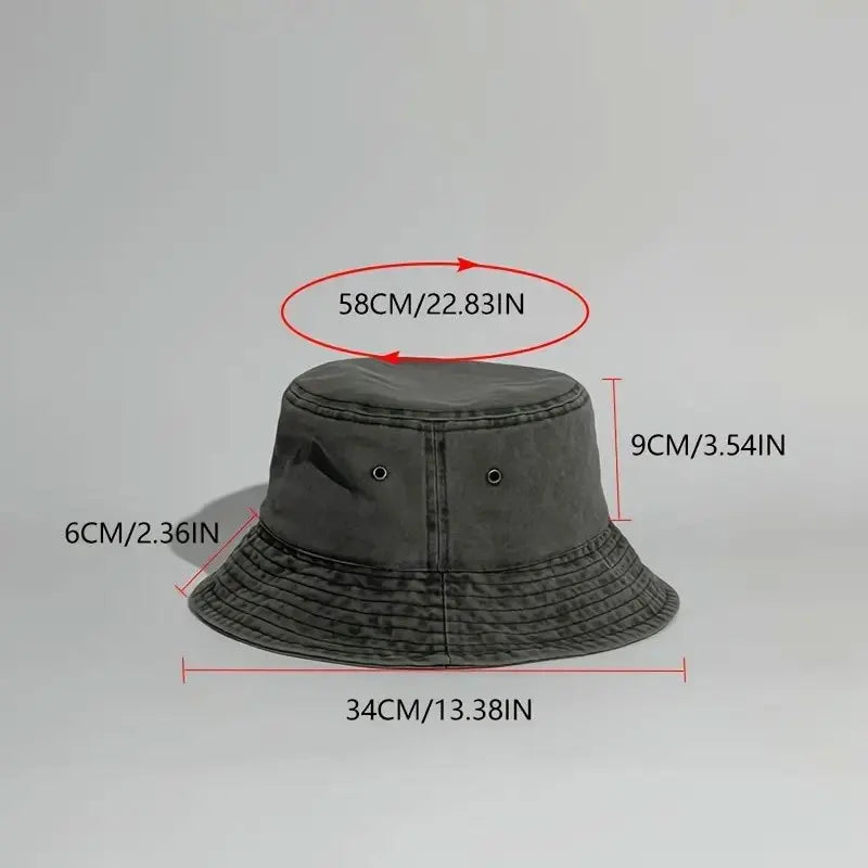 Adjustable Wide-Brimmed Washed Fisherman Hat Bucket Hat