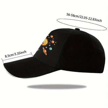 Cute Cartoon Solar System Sun Planets Baseball Cap