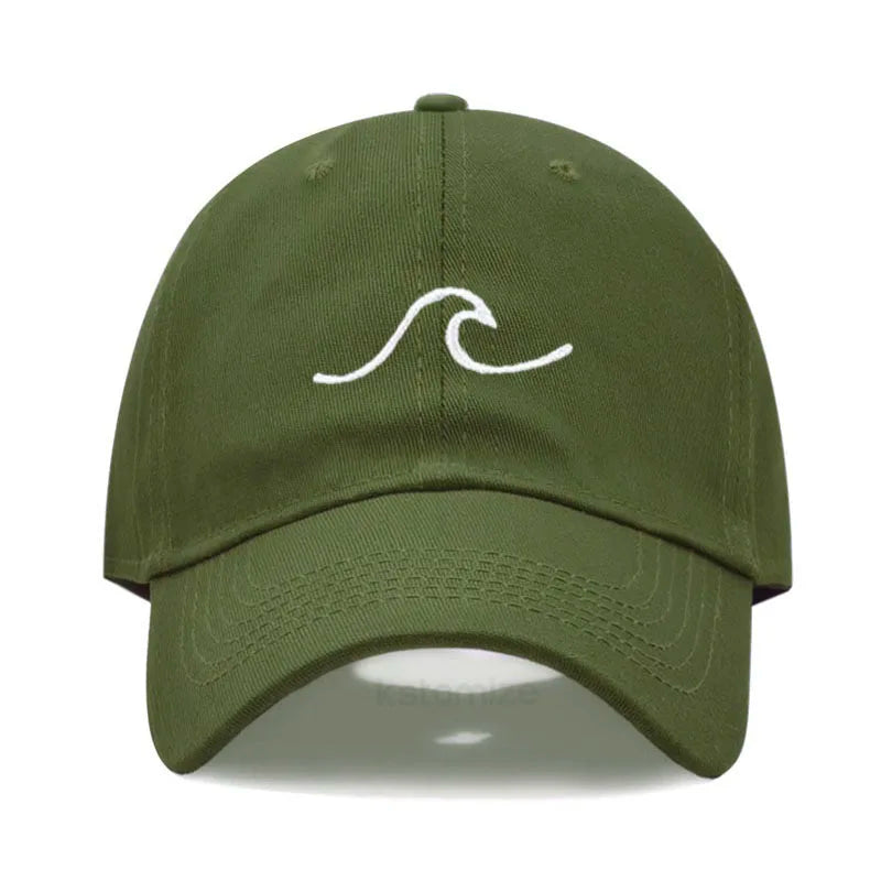 Men's Baseball Cap Women's Washed Cotton Waves Embroidery Embroidery Sport Golf Caps For Man