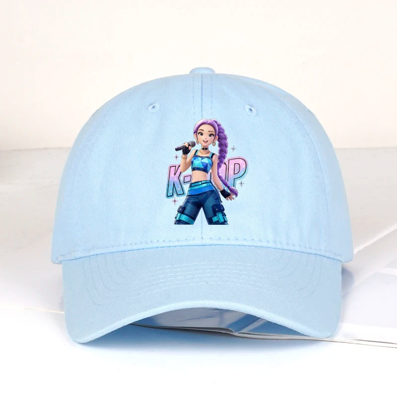 K-POP Purple Hair Idol Cartoon Print Baseball Cap