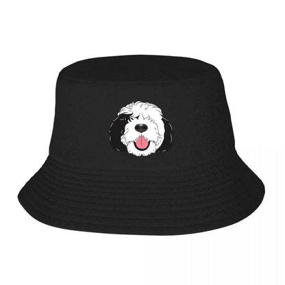 LOVE Black And White Sheepadoodle 4 - Baby Blue Bucket Hat