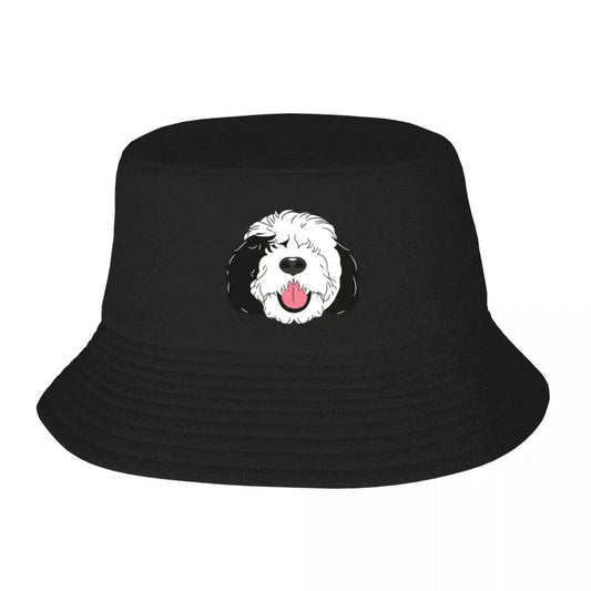 LOVE Black And White Sheepadoodle 4 - Baby Blue Bucket Hat