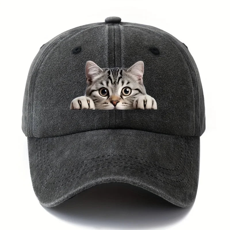 Cartoon Cat Pattern Retro Baseball Cap