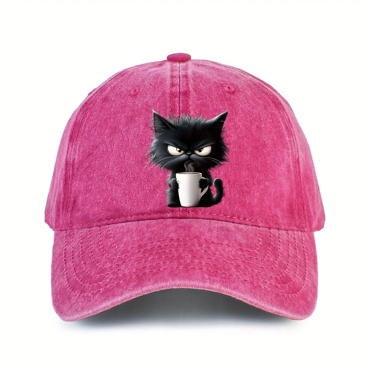 Coffee Cat Printed Baseball Hat Fashionable Men's and Women's Decoration