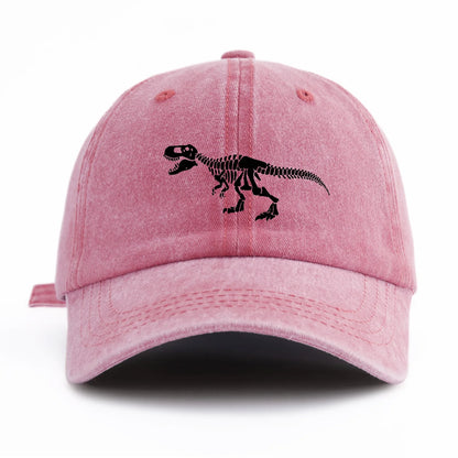 Black T. Rex Print Washed Baseball Cap For Adults