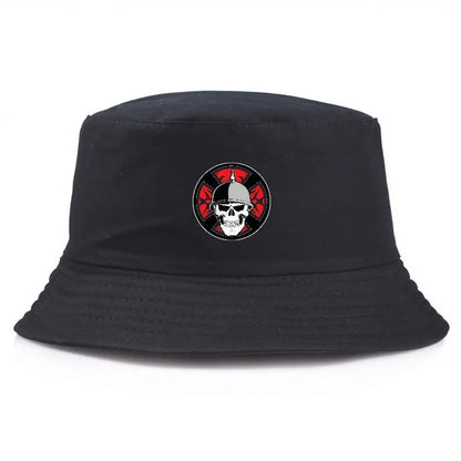 Summer Fisherman Bucket Hat Skull Print Cotton Fishing Cap