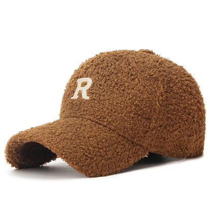 Baseball Cap Embroidered 'R' Letter Face-Slimming Hat