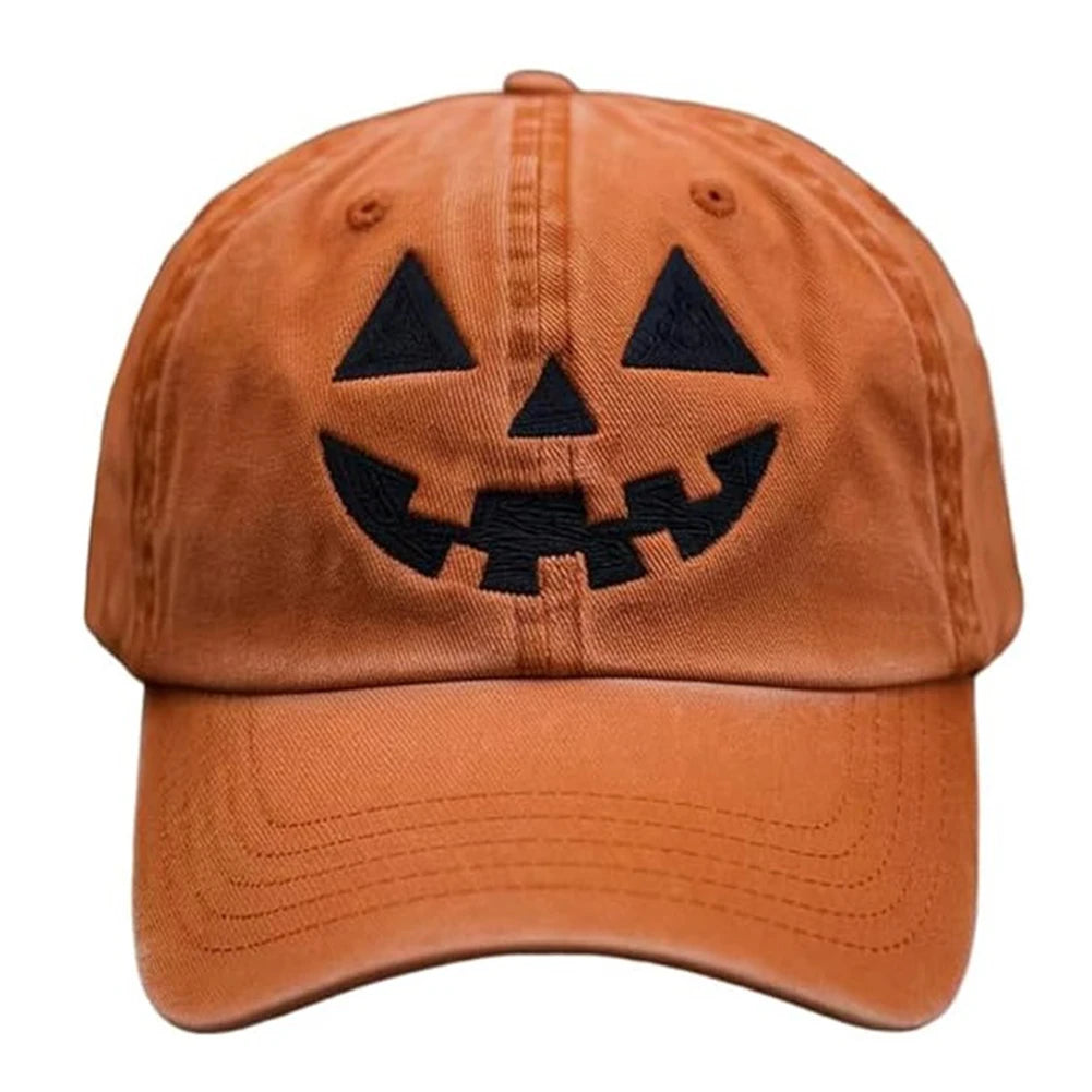 Halloween Pumpkin Face Baseball Hats for Men/Women Pumpkin Embroidery Baseball Caps