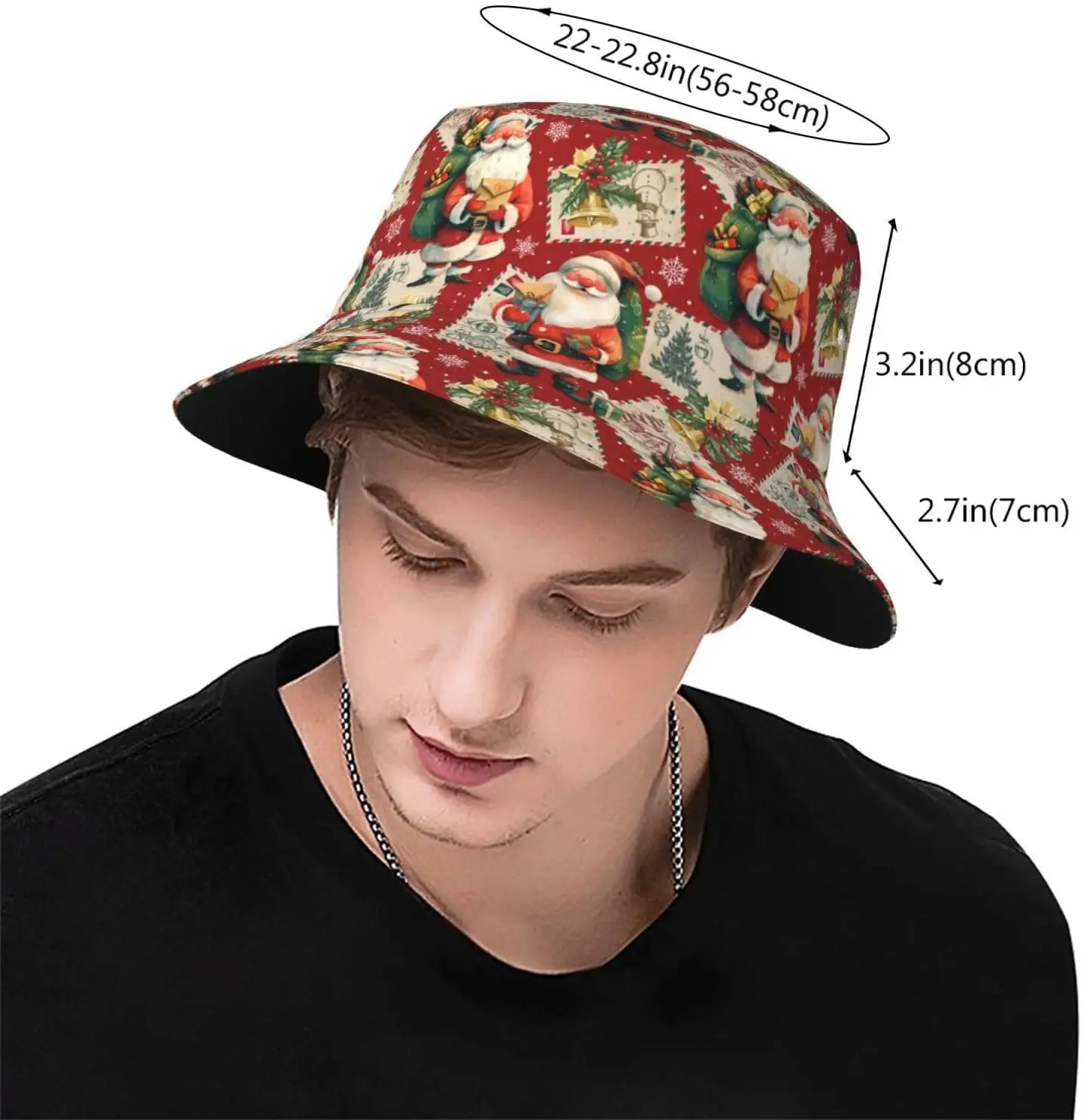 Retro Poster Merry Christmas Bucket Hats for Women Men Xmas Fisherman Hat