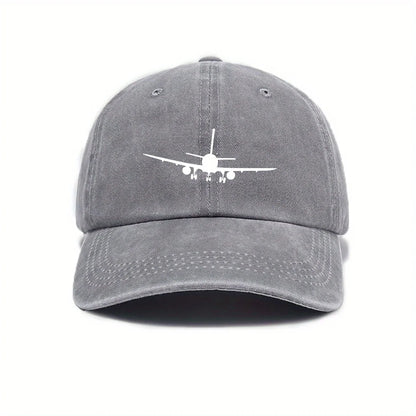Airplane Printed Baseball Cap With Simple Design, Men's And Women's Outdoor Equipment