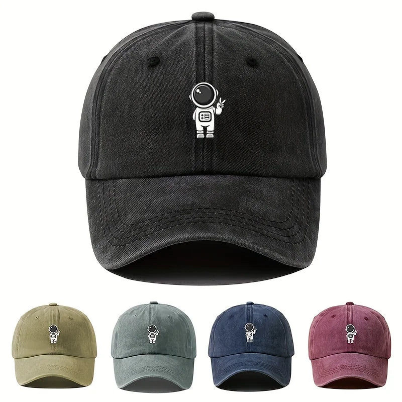 Printed Astronaut Retro Baseball Cap Unisex Adjustable Duckbill Cap