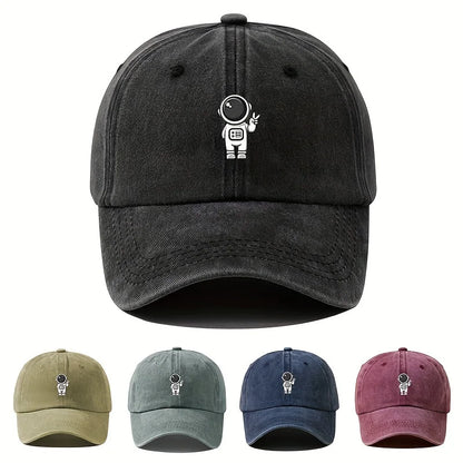 Printed Astronaut Retro Baseball Cap Unisex Adjustable Duckbill Cap