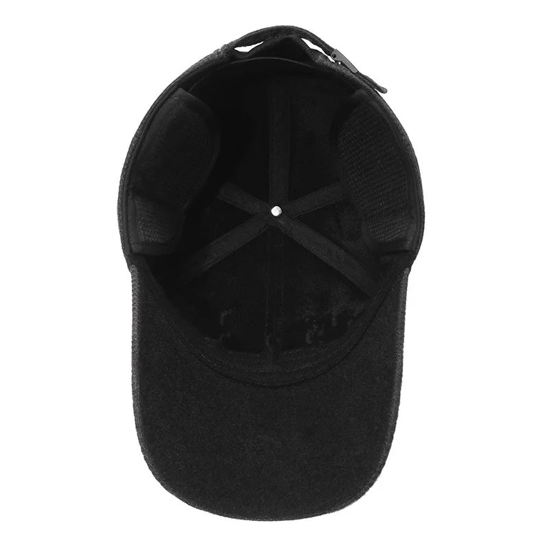 Men'S Winter Baseball Cap with Fleece Lining Thickened Windproof Ear Flap