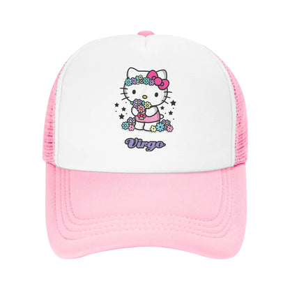 Unisex Hello Kitty Zodiac Virgo Baseball Cap Hip-Hop Mesh Baseball Cap
