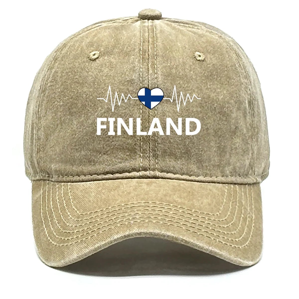 Heart-shaped  Finland Flag Snapback Baseball Cap Distressed Strap