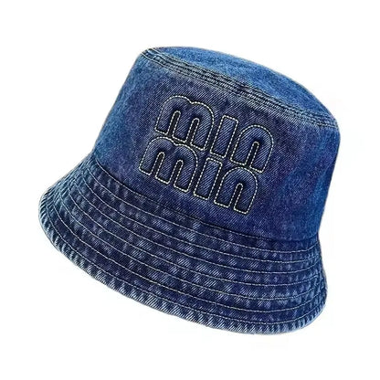 Spring Summer Strawberry Embroidery Denim Jeans Bucket Hat For Men Women